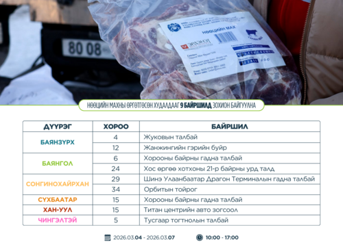 Нөөцийн махны өргөтгөсөн худалдааг 9 байршилд зохион байгуулна